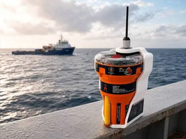 EPIRB on a ship rail
