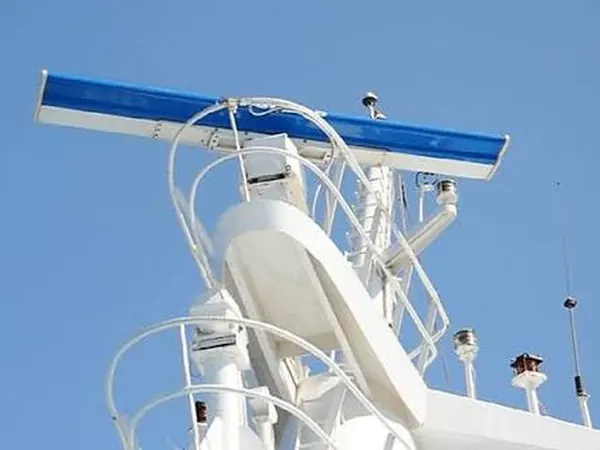 Radar antenna on a ship mast